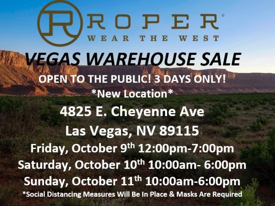Roper Apparel and Footwear October Warehouse Sale - Las Vegas